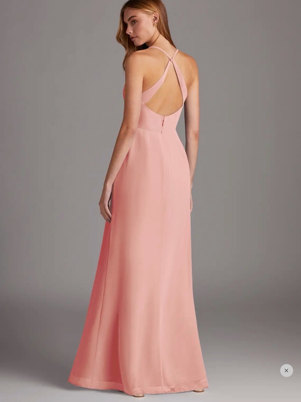 Azazie Pink Spaghetti-Strap Slit Prom Gown - Picture 4 of 4